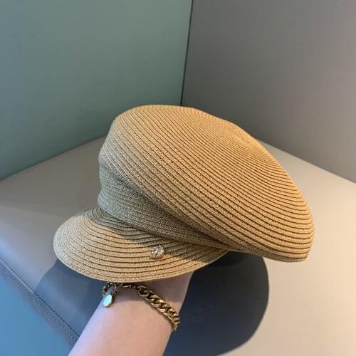 Top Quality Korean Fashion Wild Straw Beret Women Visor Newsboy Hat Japanese British Retro Asymmetric Cap