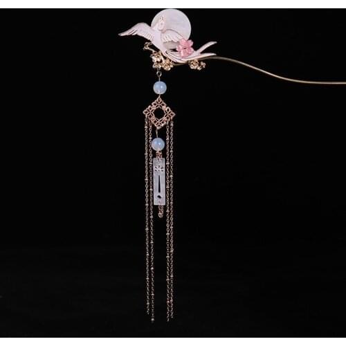 Hair Sticks Swallows Footsteps Swing Tasseled Hairdress Vintage Style Exquisite Headdress Hairpin Charming Jewelry Gorgeous