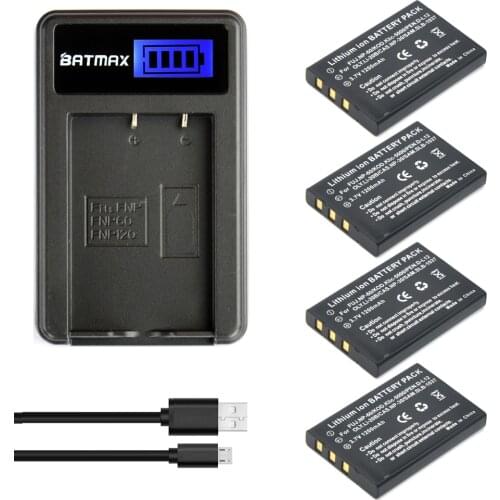 4x 1200MaH NP-60 FNP-60 NP60 NP-30 K5000 D-Li2 Li-20B Battery&LCD Charger for Fujifilm F50I F401 F402 F501 ZOOM F410 F601