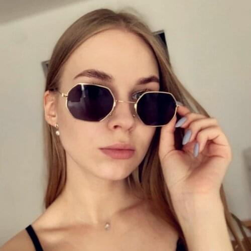 HKNA Metal Polygon Sunglasses Women 2021 Retro Alloy Women Eyewear Brand Designer Sun Glasses For Women/Men Gafas De Sol Mujer