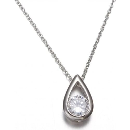 COCOM Cute Korean Style Waterdrop Pendant Necklace AAA Cubic Zirconia Simple Design Classic Womens Accessories Wholesale Item