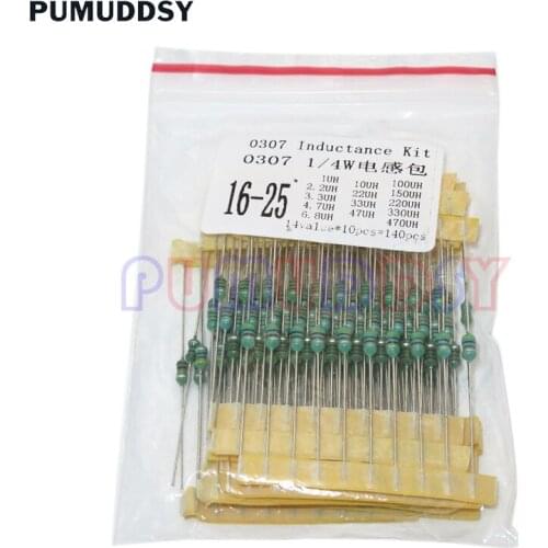 0307 1uH To 470uH Inductor, 14valuesX10pcs=140pcs,,color Ring Inductor Assorted Kit PUMUDDSY