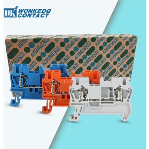 100Pcs ST2.5 Spring-cage Connection Feed-Through Wiring Return Pull Wire Electrical Connector Din Rail Terminal Block ST 2.5