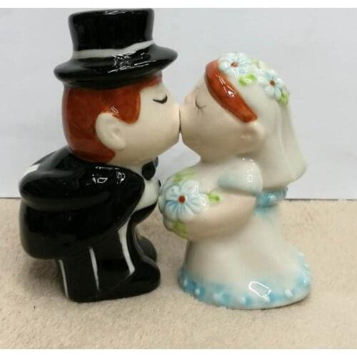 200pcs(100sets) 2 in 1 new arrival procelain bride and groom salt pepper shakers sets wedding bridal showers door gifts SN1141