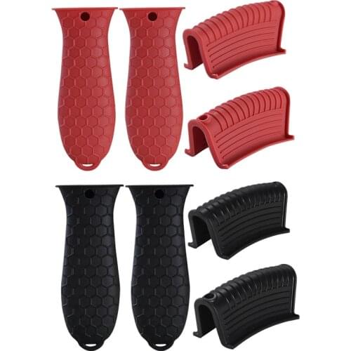 4 Pack Silicone Hot Handle Holders Cover Cast Iron Skillet Handle Cover Pot Handle Holder Sleeve Heat Resistant