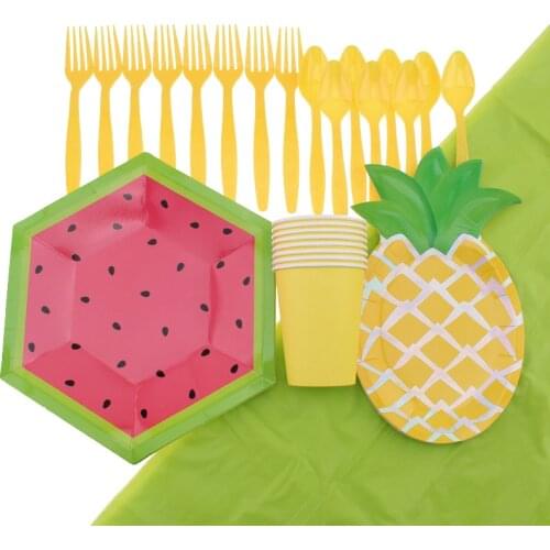 41pc/set Watermelon Pineapple Theme Party Tableware Baby Shower Party Birthday Decoration Disposable Tableware Party Supplies