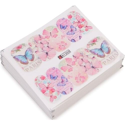 50 Nail Art Slider Transfer Water Decals Animals Butterfly Cartoon Sunset Images DIY Full Cover Wraps Polish Manicure