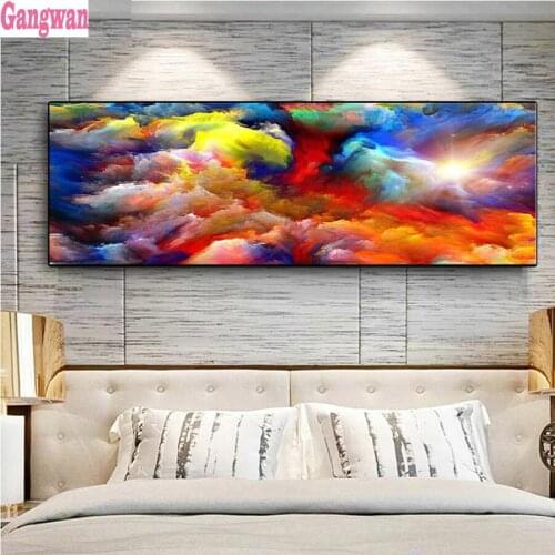 DIY diamond painting Colorful Clouds view cross stitch full mosaic diamond embroidery square round 5D handmade large home decor