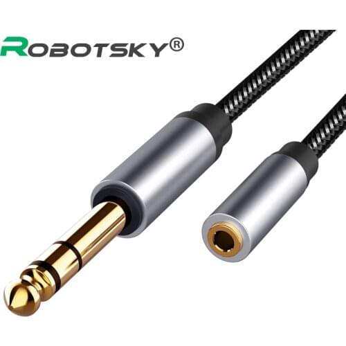 6.5mm Male to 3.5mm Female Audio AUX Cable Headset Microphone Guitar Recording Adapter Gold Plated 6.5/3.5mm Converter Aux Cable