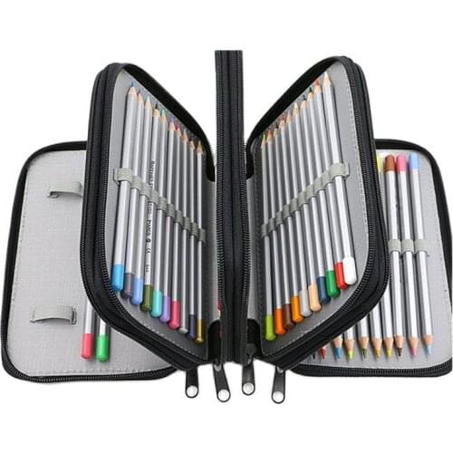 Slots Pencil Case Handy 4 Layers Zipper Colored Pen Holder Bag Large Capacity 72 Slots for Makeup Brush Stationery Art Storage