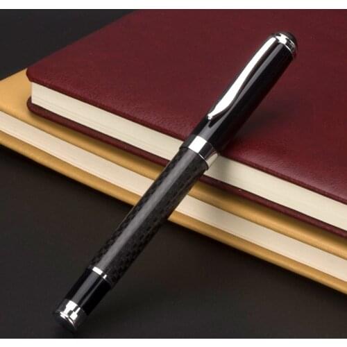 Boligrafo black carbon fiber Ballpoint pen / Roller ball pen school Office stationery luxury Writing ball Pens Gift