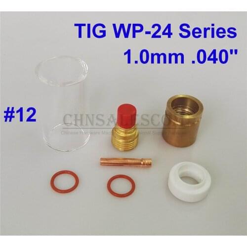 CHNsalescom 7 pcs TIG Welding 12# 42mm Pyrex Glass Gas Lens Kit for WP-24 Series 1.0mm .040"