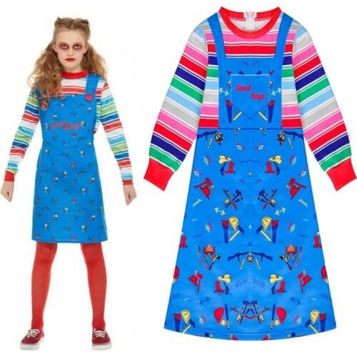 Girls Childs Play 2 Cosplay Halloween Costumes for Kids Boys Jumpsuit Character Carnival Clothes Fancy Party Dress Up Clothing