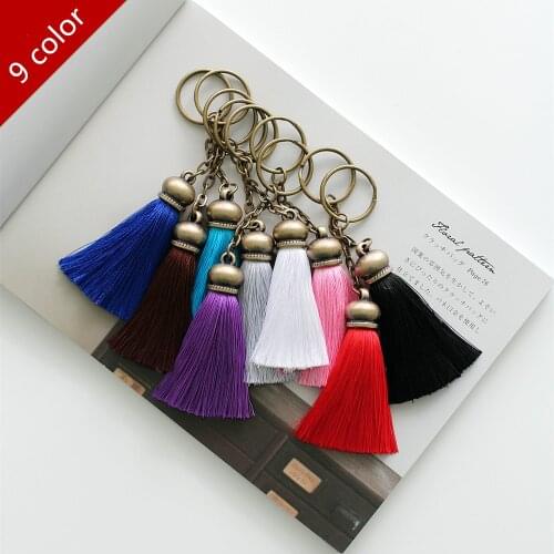 DIY Ice silk tassel pendant / bronze with key ring accessories for bags KJ001