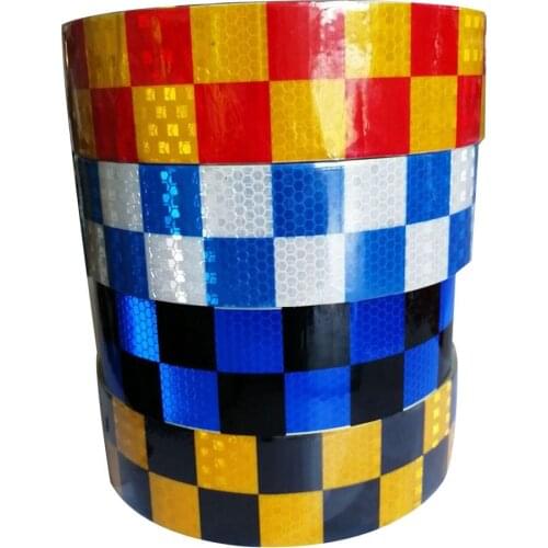 Car Truck Vehicle Traffic Safety Dual Color Grid Reflective Warning Tape Sticker