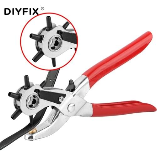 DIYFIX Leather Belt Hole Punch Pliers 6 standard Holes For Watch Cards Straps Household Leathercraft Round Hole Punching Machine