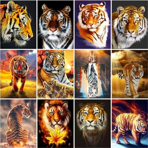 Evershine Diamond Embroidery Tiger 5D DIY Diamond Painting Full Square Animal Picture Of Rhinestone Mosaic Crafts Kit Home Decor