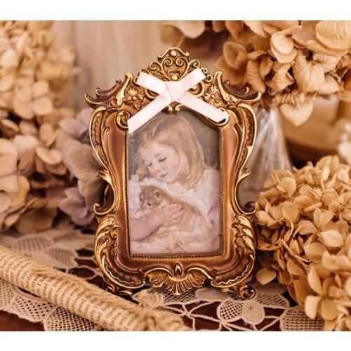 French retro rococo embossed bow decoration small photo frame home bedroom decoration photo frame wedding birthday gift