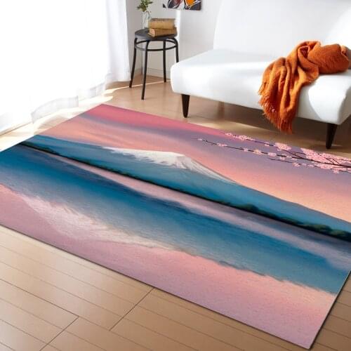 Fuji Mountain Cherry Blossoms Carpet for Living Room Kids Bedroom Bedside Rugs Soft Carpets Home Sofa Table Decor Mat