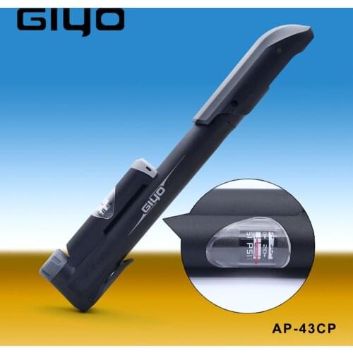 GIYO Bike Pump GP-43CP Made in Taiwan Pressure Gauge T Type aluminum alloy Bicycle Air Pump Cycling Accessories (A/V) (F/V)