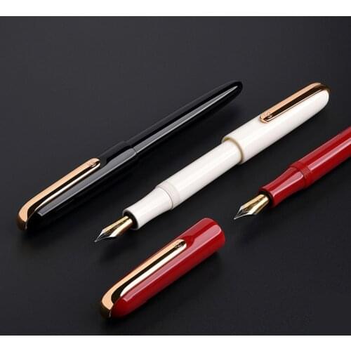 Kaco Fountain Pen with Gift Box Dual Color EF Nib Gold Clip Black Red White Resin Body Ink Pens for Writing Gift Stationery