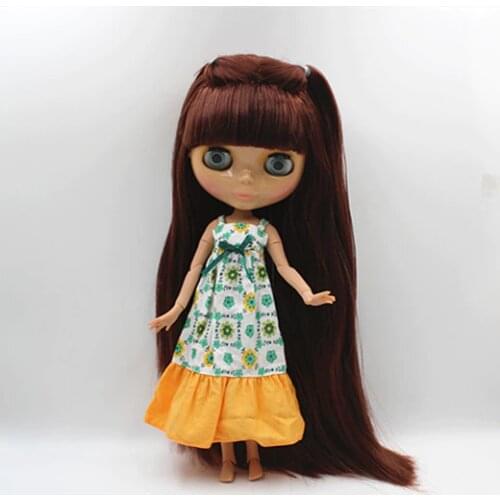 Blyth doll Brown red bangs straight hair long hair naked doll 30cm Tan skin multi-joint body DIY doll suitable for makeup