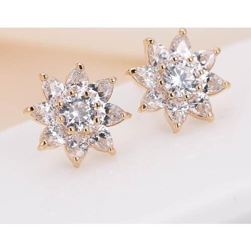DE355 Fashion Street Snap Elegant Delicacy Geometry Zircon Earring Gift Party Banquet WOMENS Jewelry Earrings