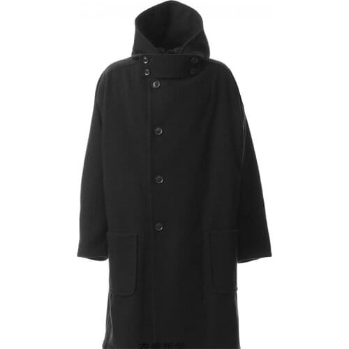 Yamamoto mens Mao Ni coat hooded super loose autumn and winter thick