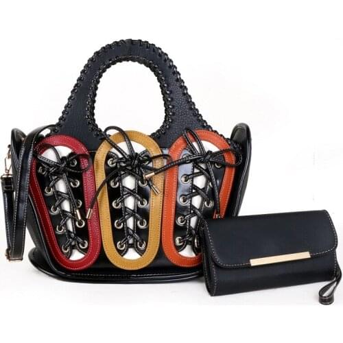 2021 new fashion woven bucket bun with single-shoulder diagonal large bag color stitching bag