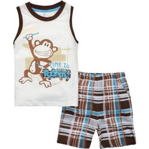 New Kids Pyjamas Outfits Summer 2018 Brand Children Boys Top Vest+Shorts 2pcs Homewear Boy Pajama Sets