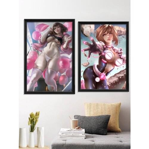 Ochako Uraraka My Hero Academia Sexy Nude Girl Cartoon Anime Art-Poster Custom Decor Prints Silk Picture Living-Room Wall Canvas