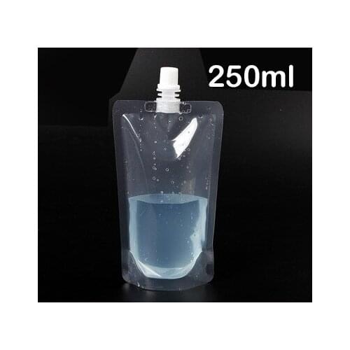 Wholesale 250ml Stand up Plastic Drink Packaging Spout Bag Pouch for Beverage Liquid Juice Milk Coffee Water