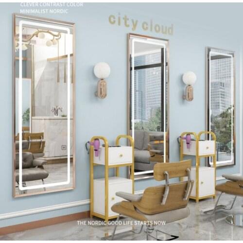 Hairdresser beauty salon mirror net red LED lighting hair salon dedicated integrated floor simple hairdressing mirror