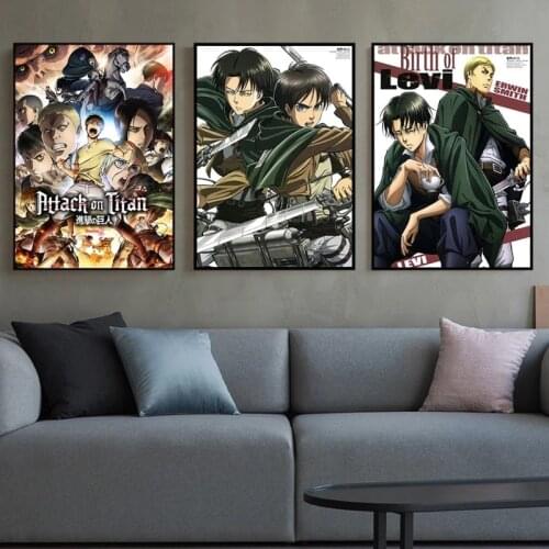 Attack on Titan Posters and Prints Classic Japanese Anime Canvas Painting Wall Art Pictures for Living and Prints Room Decor