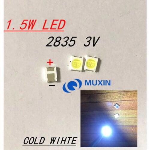 200PCS FOR LED Backlight High Power LED 1.5W 3V 1210 3528 2835 131LM Cool white LCD Backlight for TV TV Application