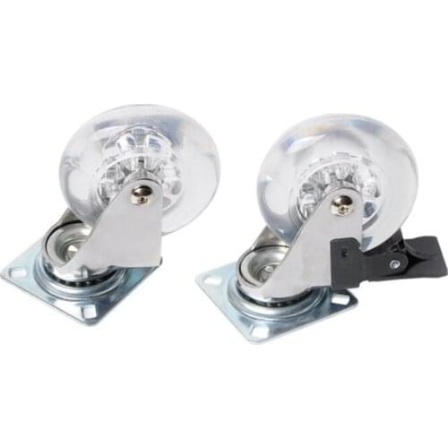 4PCS/Lot Clear Swivel Casters Mute w/ Brake Lock, 360 Degree Ball Bearing, Casters Wheels Top Plate 1.5 inch/2 inch/3 inch