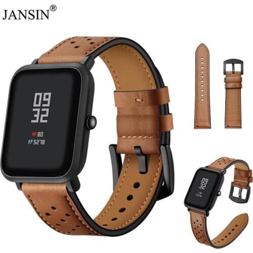 20mm Width Leather Watchband For Xiaomi Huami Amazfit Bip BIT PACE Lite Youth Smart Watch Bracelet Strap For Huami Amazfit Bip
