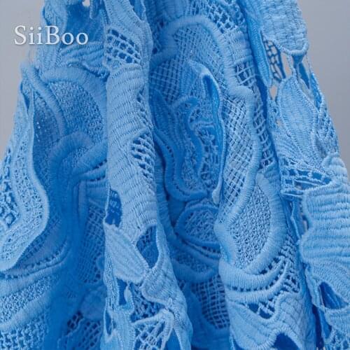 Luxury blue 3D floral applique heavyweight floral embroidery guipure lace fabric for dress African lace tissu telas cloth SP5186