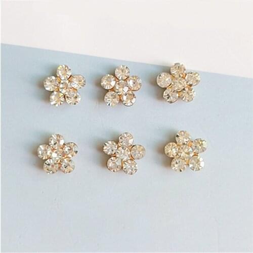 SEA MEW 50 PCS 11mm Fashion Metal Alloy KC Gold Crystal Rhinestone Flowers Connectors Charm For Jewelry Making