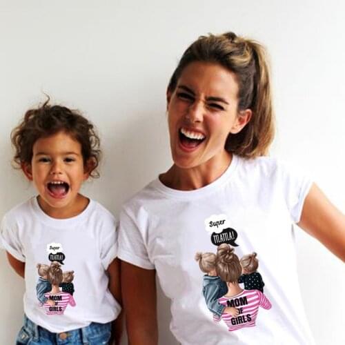 Family Matching Clothes T Shirt Women Daughter Mum T Shirt Tops Kids Baby Girl Casual T Shirt Clothes