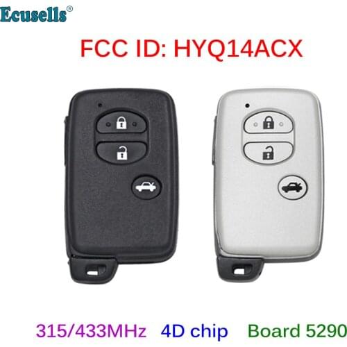 3 buttons 315/433MHz Keyless Go Smart Remote Key with 4D Chip for Subaru Forester XV Crosstrek BRZ WRX STI HYQ14ACX Board 5290