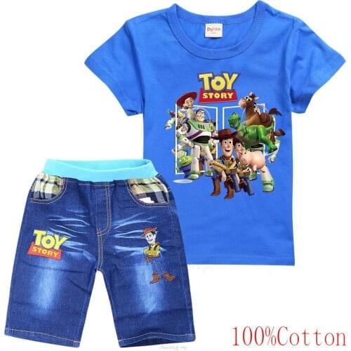 Disney Beach Toy Story 4 Boys Sports Suit for Children Training Boy Sets Print 2pcs Vest+Shorts Kids Clothes Childrens Clothes