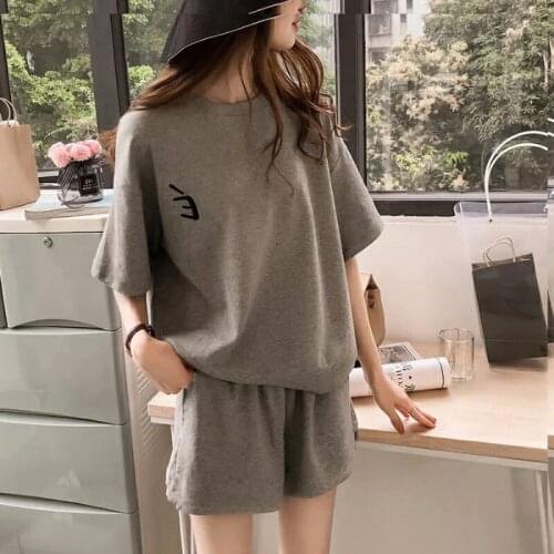 Womens Sports Suit Summer New Style Korean Style Tide Big Size Fat mm Casual Loose Girl Shorts Short Sleeve Two-Piece Female