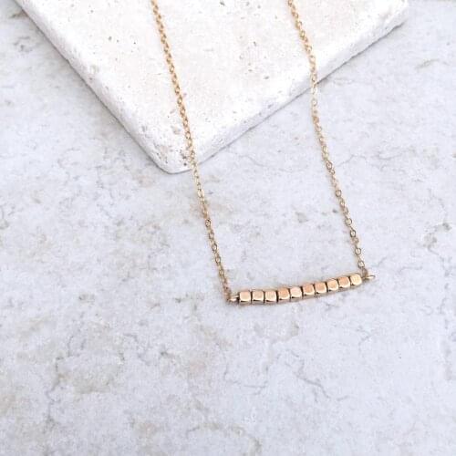 COWBREAD Popular Women Necklace Small Square Block Beaded Necklace Temperament Wild Clavicle Chain Neck Fashion Jewelry