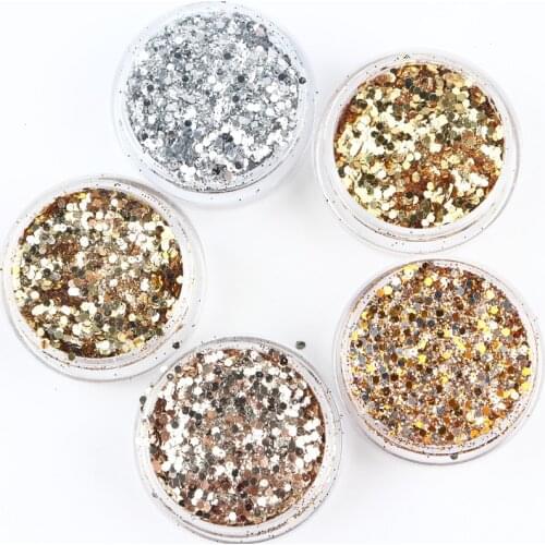 10ml Nail Polish Sequin Champagne Silver Gold Mixed Series Gloss Glitter Powder Sequin Powder for Nail Polish Decoration Art