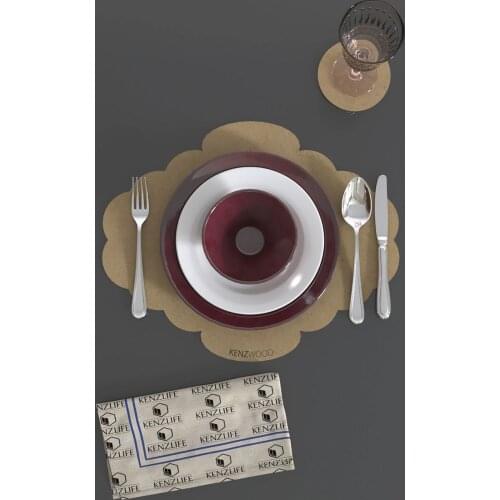 12pcs/set Solid Design Placemats With Coaster Non Slip Table Mats Kitchen Wood Mdf Accessories Home Pad Coaster Dining Table