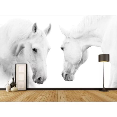 3D Wallpaper Custom Any Size Mural Wallpaper Animal white horse photography background wall Home Decor Living Room Wall Covering