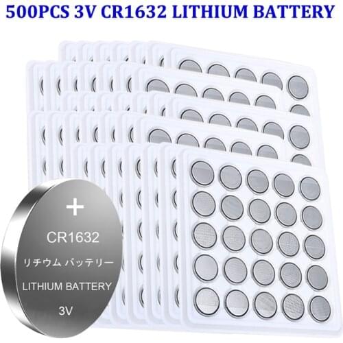 500pcs Cr1632 CR 1632 3v Button Battery Car Toy Lithium Li Ion Battery BR1632 ECR1632 DL1632 KCR1632 For Computer Watch Clock