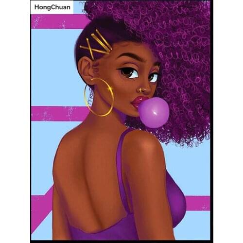 African Bubble Girl 5D Diamond Painting Full Square/Round Diamond Embroidery Handmade Rhinestone DIY Mosaic HomeDecoration Mural