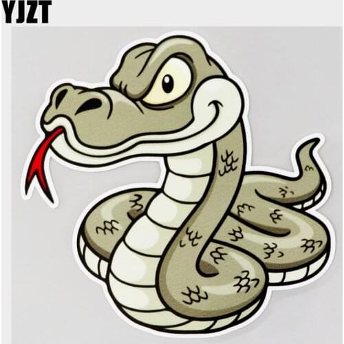 YJZT 12.6CM×12.7CM Car Sticker Cartoon Snake Talkin PVC Decal 11C-0253